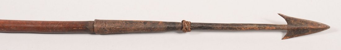 An old African spear with barbed iron point: An old African spear with barbed iron point
