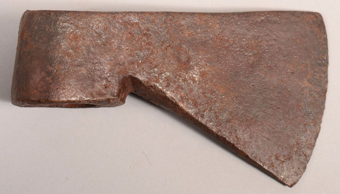 A good early iron trade axe, late 17th cent. type - A: A good early iron trade axe, late 17th cent. type - A standard item in the early fur trade era - Good