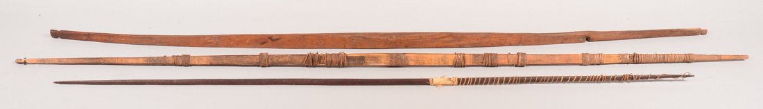 3 old, primitive bows: cane, tropical wood and: 3 old, primitive bows: cane, tropical wood and "backwoods" American types - Fair