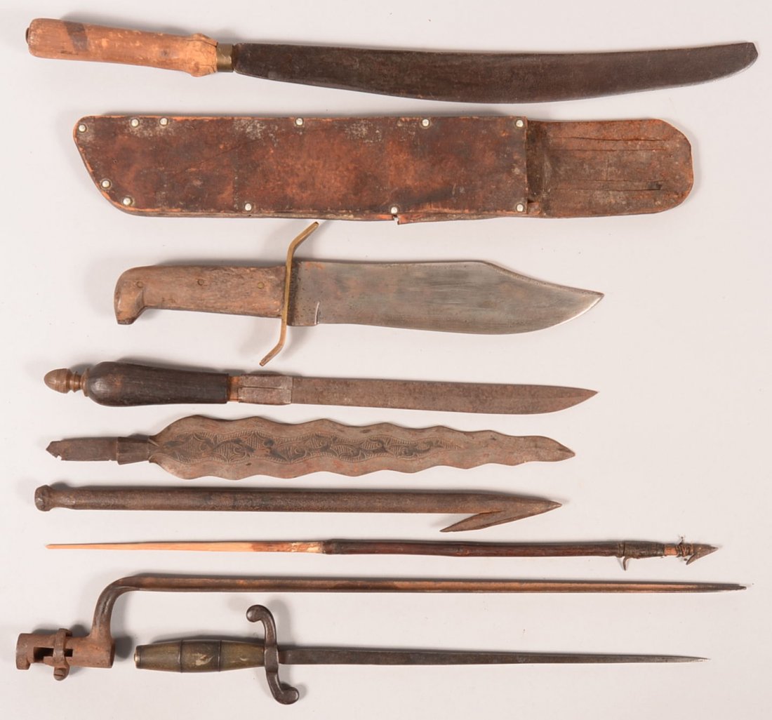 Lot of (8) assorted edged weapons. Condition: fair to: Lot of (8) assorted edged weapons. Condition: fair to good.