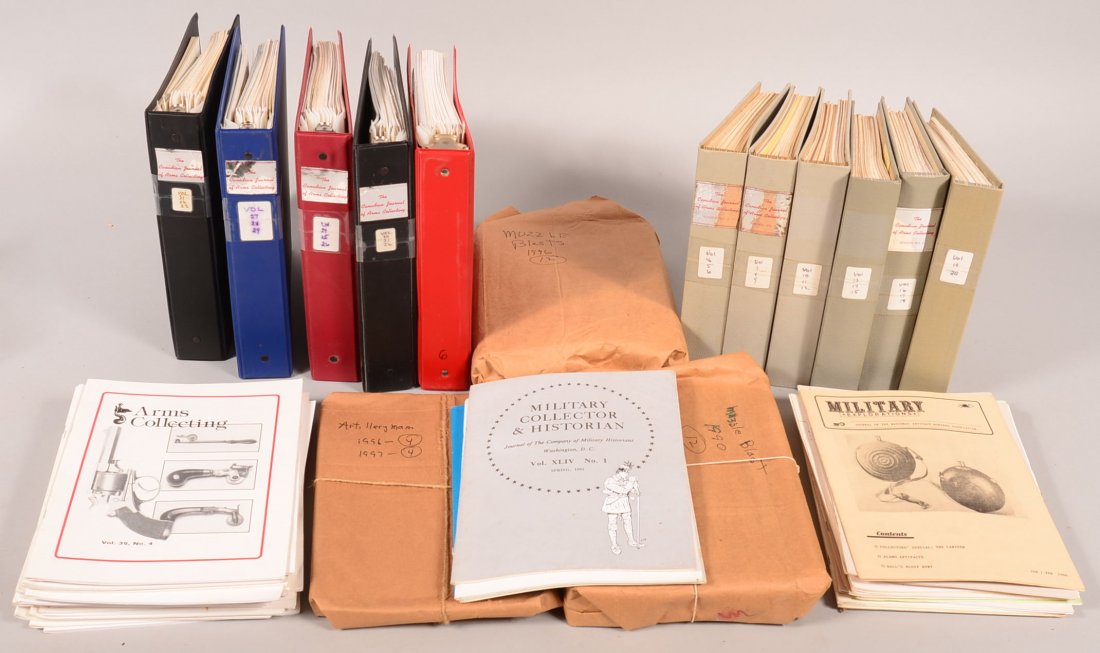 Lot of gun periodicals including "Canadian Journal of: Lot of gun periodicals including "Canadian Journal of Arms Collecting” 10 volumes 1980”s to early 1990’s; “Muzzle Blast” 32 editions 1990’s. Condition: very good to excellent.