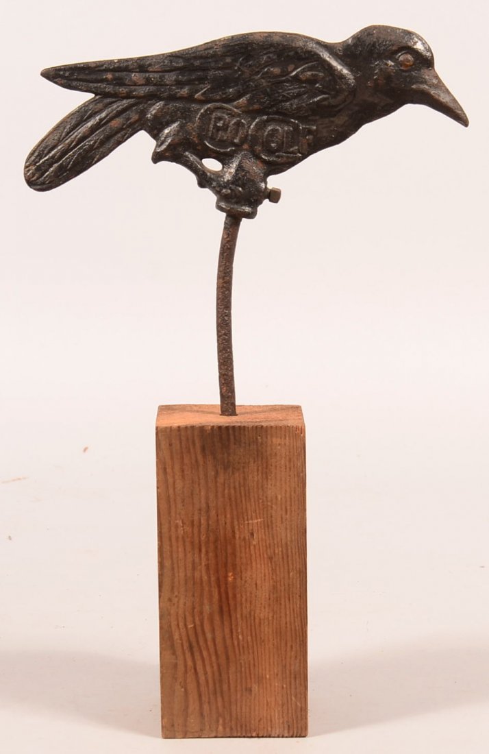 Early 20th century mounted iron crow marked "Cro Golf".: Early 20th century mounted iron crow marked "Cro Golf". Condition: very good with no bullet marks.