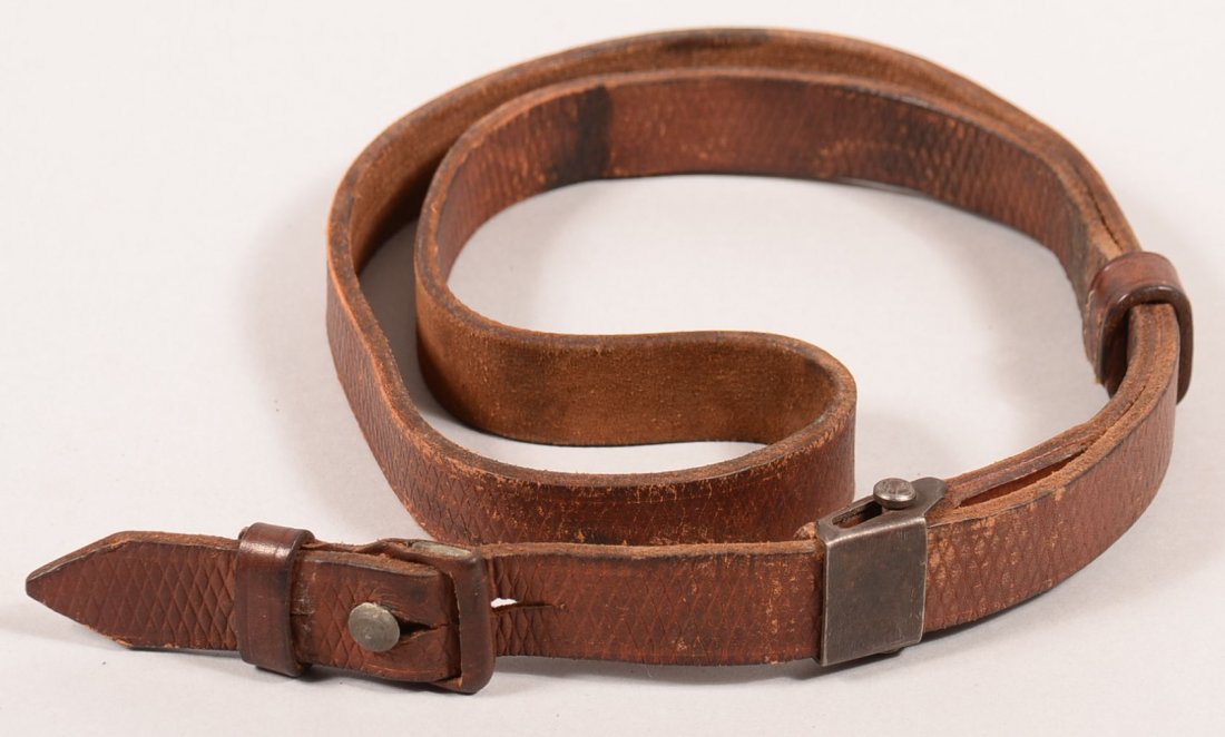 WW2 German brown leather sling dated 1941 for the 98-k.: WW2 German brown leather sling dated 1941 for the 98-k. Condition: fine with no cracks, flaking or discoloration.