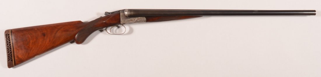 CR. Prussian made J.P. Sauer and Son double barrel SxS: CR. Prussian made J.P. Sauer and Son double barrel SxS shotgun having a single select trigger, 12 gauge 26" barrels, sn 122939, matching barrels and forearm. 14-1/4" LOP. Condition: 98-99% barrel blue