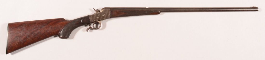 CR. Watson & Hancock, London, lever action rolling: CR. Watson & Hancock, London, lever action rolling block rifle having a 22 rf round 26" barrel with a stippled flat top surface. The frame, sn 866, has an unusual stippled surface and the nicely grain