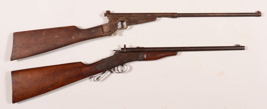 CR. Lot of (2) Hamilton 22 rimfire boy's rifles: the: CR. Lot of (2) Hamilton 22 rimfire boy's rifles: the first is a No. 19 lever action made with a 12" barrel, no serial number. This rifle is classified as a Curio and Relic and can be sold as any other