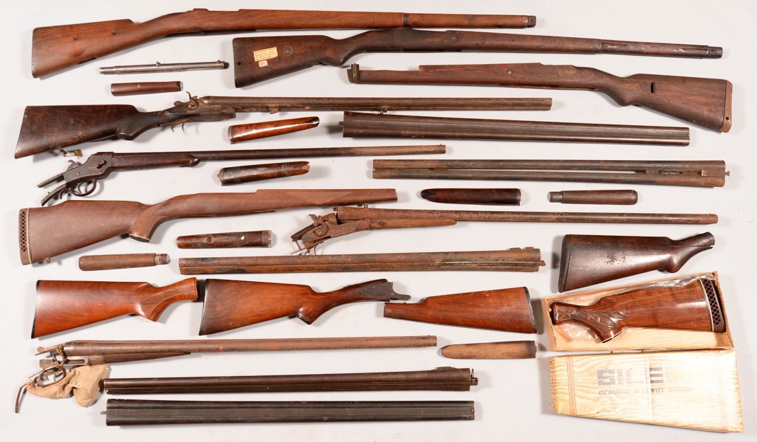 Large lot of stocks and barrels for various rifles and: Large lot of stocks and barrels for various rifles and shotguns. Condition: poor to like new.