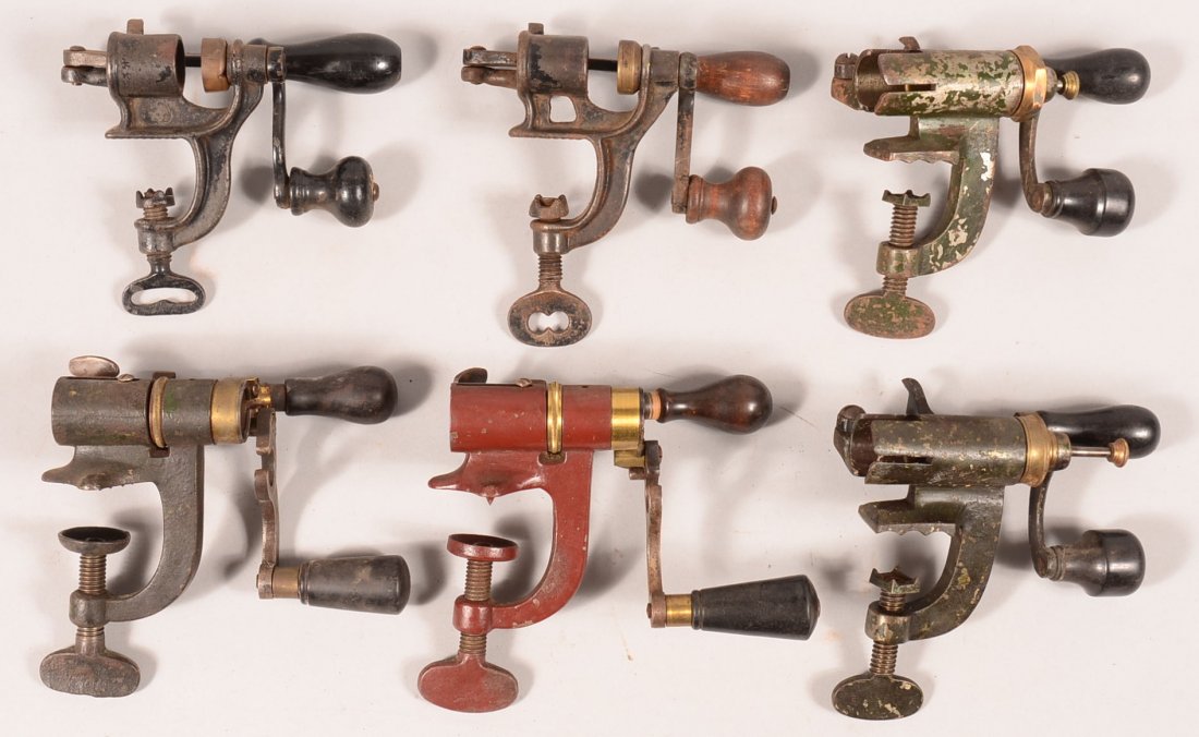 Lot of (6) vintage shotshell reloading closers: JD&S 10: Lot of (6) vintage shotshell reloading closers: JD&S 10 gauge and 12 gauge plus unmarked 10 gauge, 12 gauge (2) and a 14 gauge. Condition: good to very good