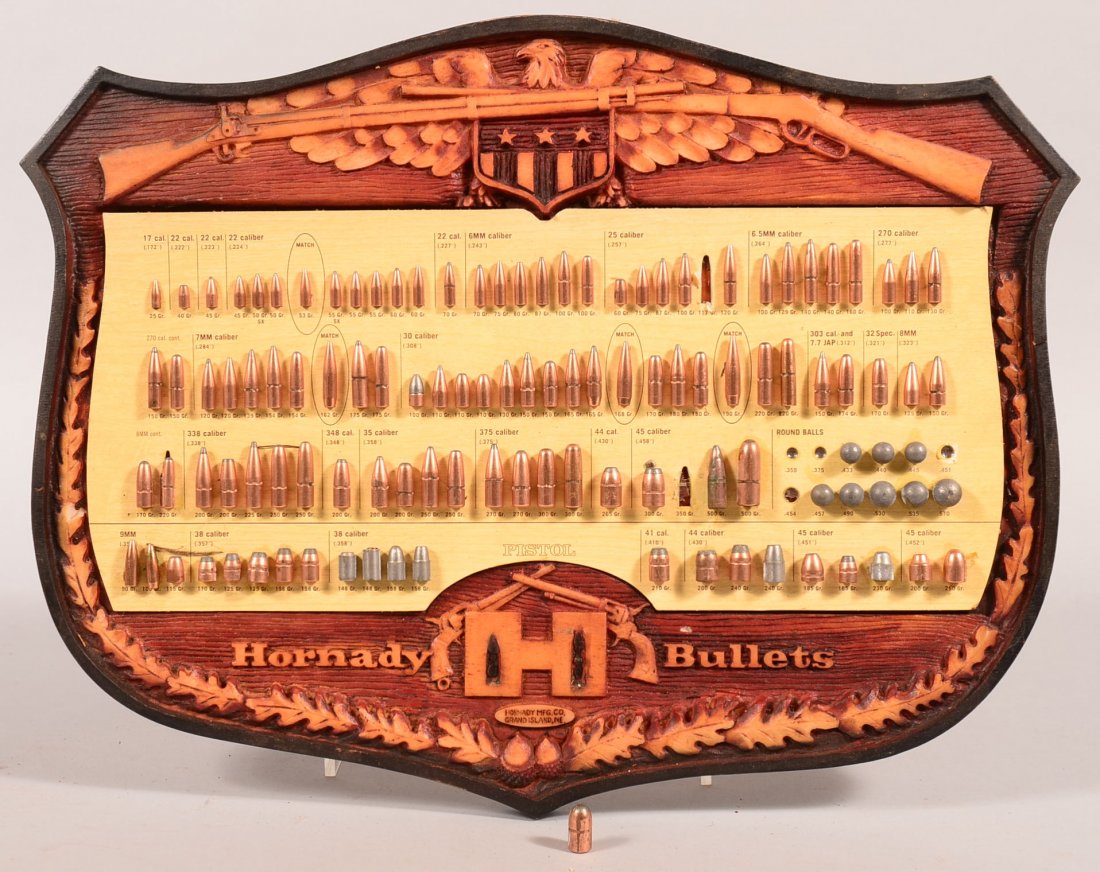 Nosler bullet board. Condition: missing (4) lead balls,: Nosler bullet board. Condition: missing (4) lead balls, otherwise excellent.