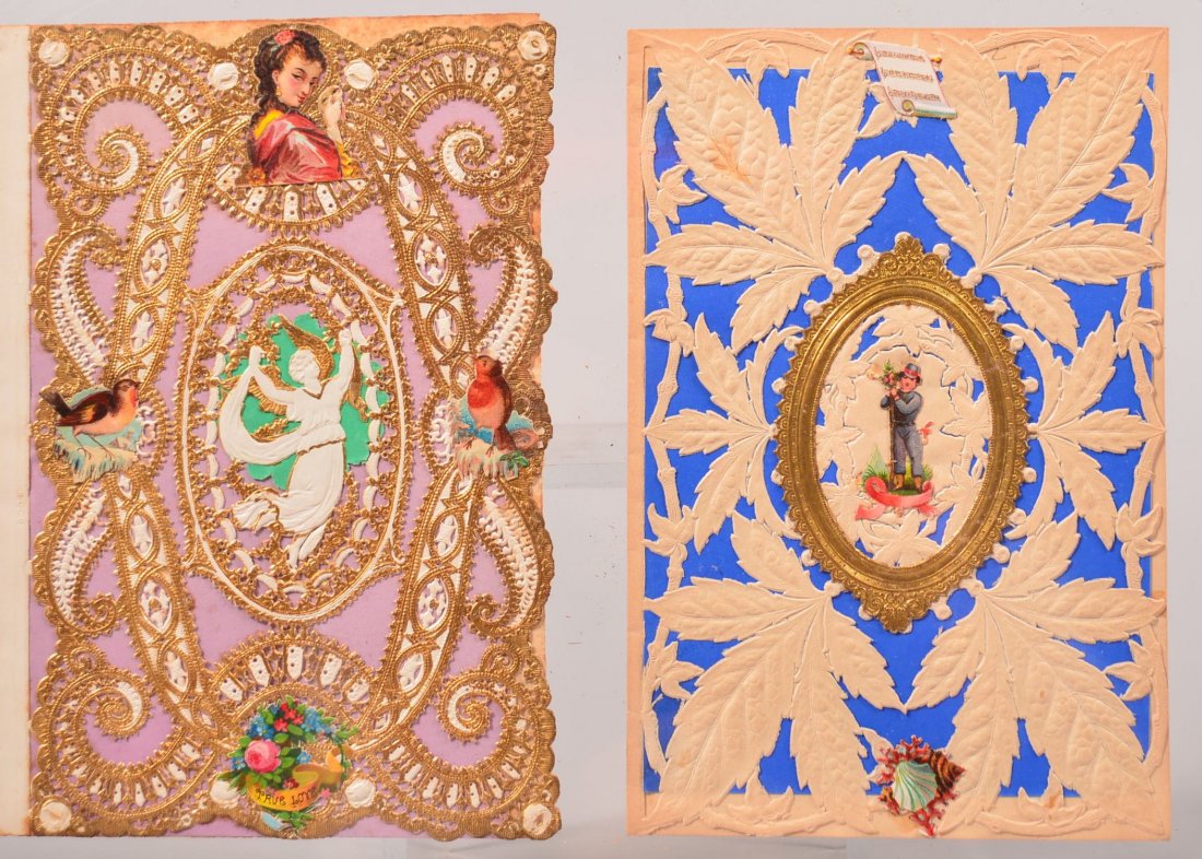 Two Ester Howard Valentines, Circa. Mid. 1800's. Esther: Two Ester Howard Valentines, Circa. Mid. 1800's. Esther Allen Howland, born 1828 in Worcester, Massachusetts, and was a pioneer in the American valentine manufacturing industry. It was after her gradu