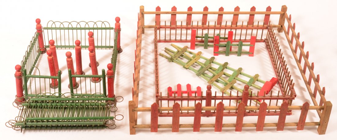 Three Various Vintage Wood Christmas Yard Fencing. One: Three Various Vintage Wood Christmas Yard Fencing. One signed "A.W. Drake Mfg. Co., Hazelton, PA, Patd".Condition: good with minor wear.