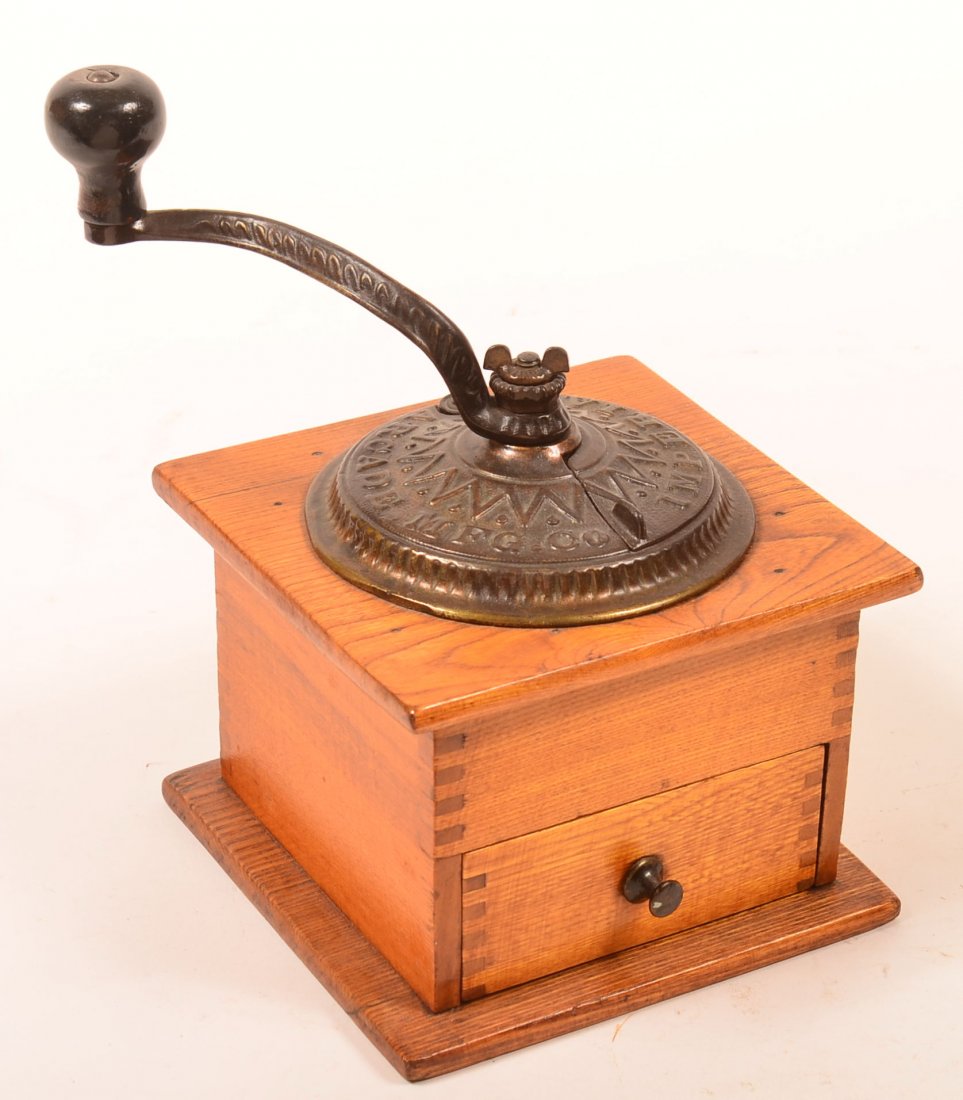 ARCADE MFG. CO. IMPERIAL Oak Case Coffee Grinder. Cast
