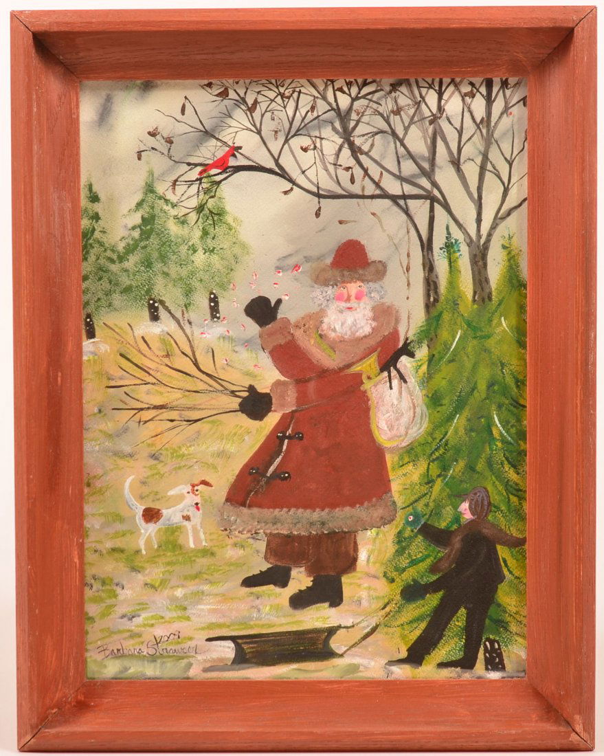 Barbara Strawser Folk Art Watercolor on Paper Painting Feb 21, 2015