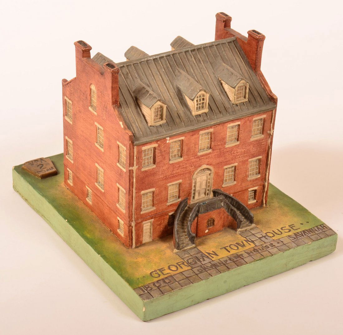 WPA Plaster Model of The Davenport House (Georgian Town: WPA Plaster Model of The Davenport House (Georgian Town House) 1800 Savannah. 7"h. x 7-3/4"w. x 9-1/2"d. Condition: Good, minor chips and losses.