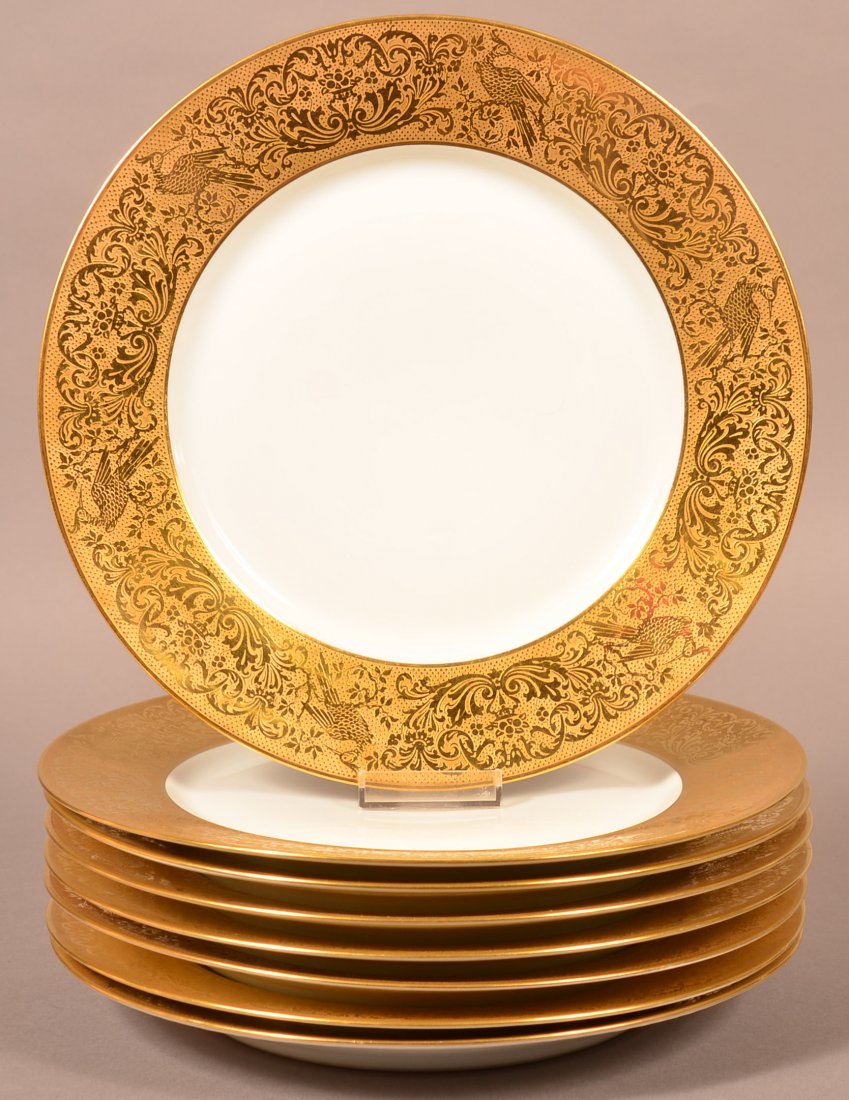 Set of Eight JB Limoges, Peikin Limoges Plates.: Set of Eight JB Limoges, Peikin Limoges Gilt Decorated Plates. 10-3/4" diam. Condition: Very good.