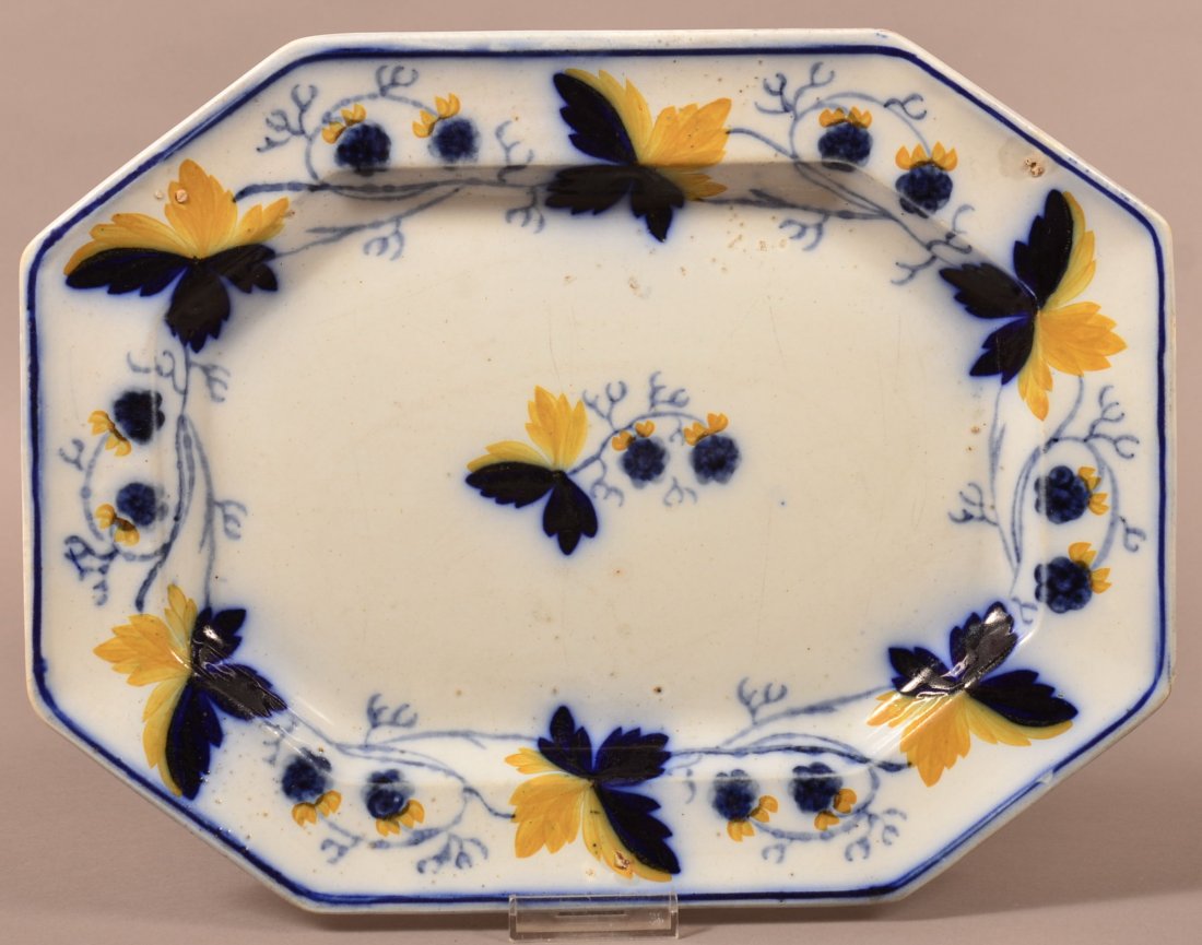Gaudy Ironstone China Blackberry Platter: Gaudy Ironstone China Platter in Blackberry Patter. 13 1/2"w. x 10 1/4"h. Condition: Very good.