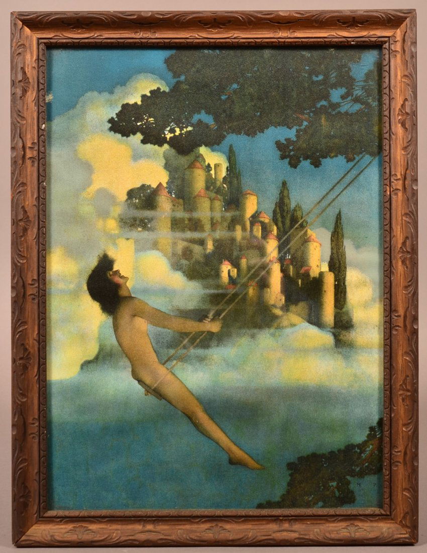 Maxfield Parrish The Dinky-Bird Print: Maxfield Parrish (1870 - 1966) The Dinky-Bird Print. Signed M.P. lower left, in original frame. 16-3/4" x 12-3/4" overall. Condition: Good with minor wear.