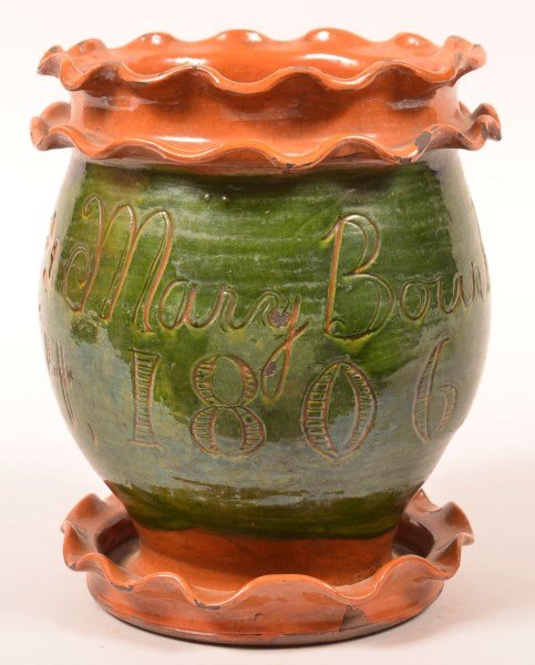 Shooner Redware Flower Pot with Saucer Base. (1 of 2)