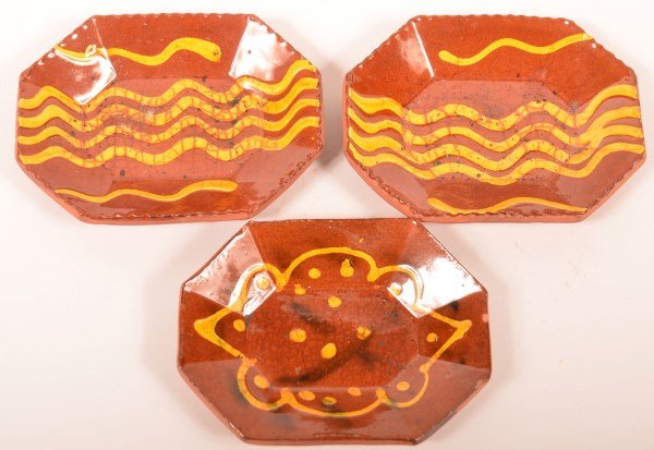 Three Breininger Redware Soap Dishes. (1 of 1)