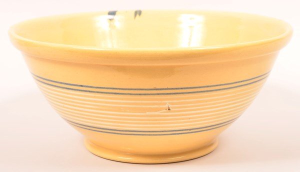 Yellowware Mixing Bowl with Band Decoration. (1 of 2)