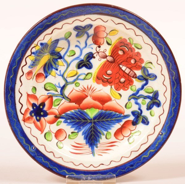 Gaudy Dutch Soft Paste Butterfly Toddy Plate. (1 of 2)