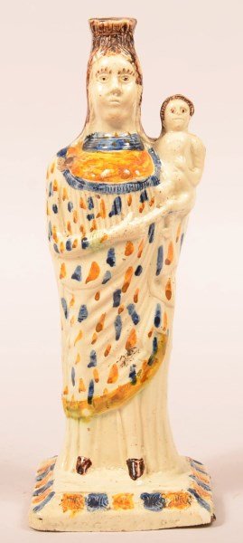 Prattware Hand Painted Virgin Mary Figure. (1 of 4)