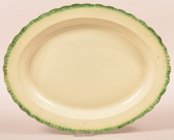 Leeds Green Feather Edge Soft Paste Platter. (1 of 2)