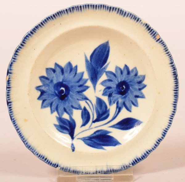 Leeds Blue Feather Edge Soft Paste Cup Plate. (1 of 2)
