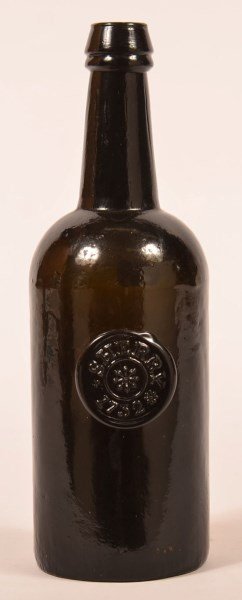 H. Ricketts Dark Olive Blown Glass Sherry Bottle. (1 of 6)