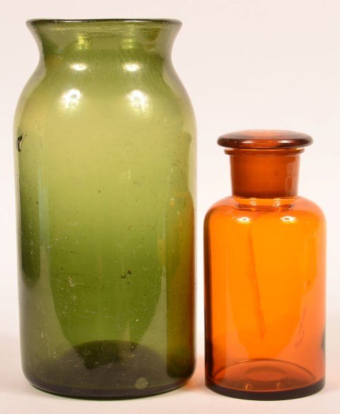 Two Various Colored Glass Canister Jars. (1 of 2)