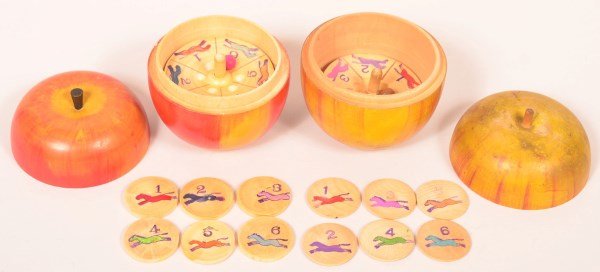 Two Wooden Apple Form Horse Race Games. (1 of 3)