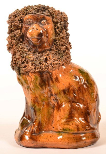 Glazed Redware Spaniel Still Bank. (1 of 3)
