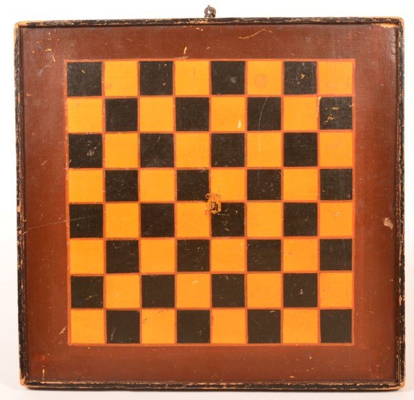 19th Century Paint Decorated Game Board. (1 of 3)