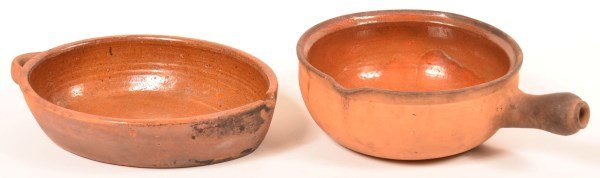 Two Redware Interior Glazed Sauce Pans. (1 of 1)