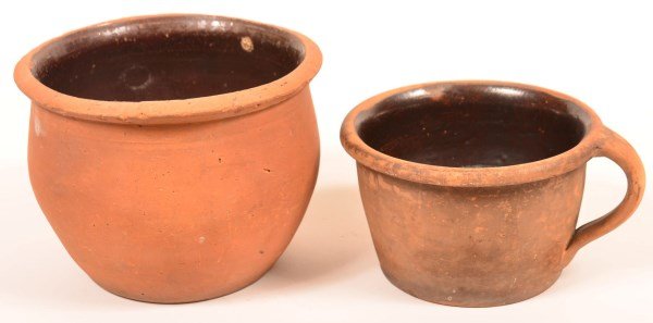 Two Redware Pottery Storage Vessels. (1 of 2)