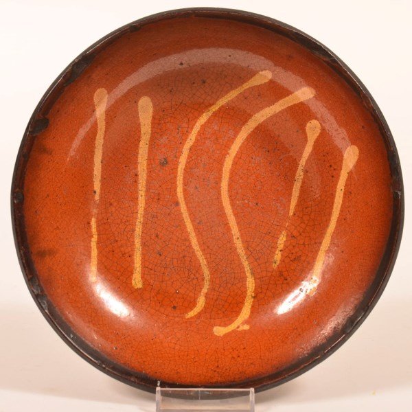 Yellow Slip Decorated Redware Pottery Bowl. (1 of 2)