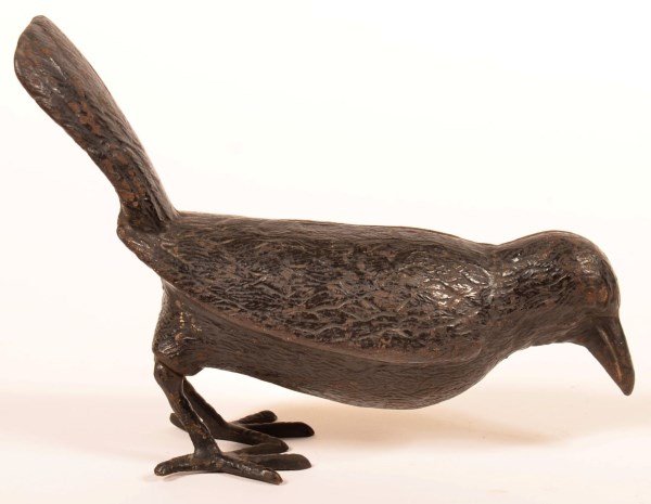Cast Iron Figure of a Feeding Crow. (1 of 3)