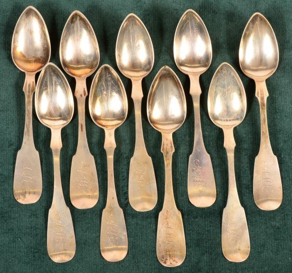9 Butler & McCardy Coin Silver Teaspoons. (1 of 4)