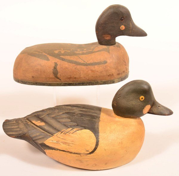 Two Unsigned Vintage Golden Eye Drake Decoys. (1 of 3)