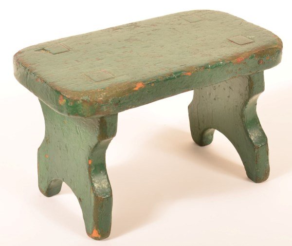 PA Green Painted Mortise Leg Foot Stool. (1 of 2)