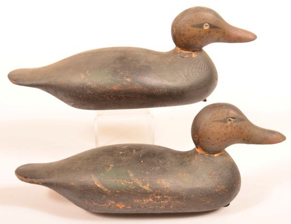 Pair of Vintage Black Duck Working Decoys. (1 of 3)