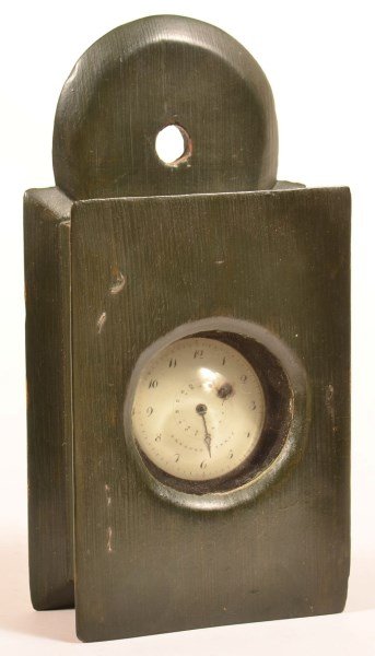 Pine Hanging Watch Hutch Painted Green. (1 of 5)