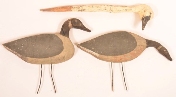 3 Pcs. Goose Decoys and Snow Goose Head. (1 of 2)