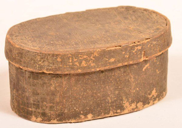 19th Century Small Wallpaper Oval Box. (1 of 4)