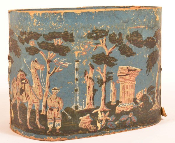 Large 19th Century Wallpaper Hat Box. (1 of 4)