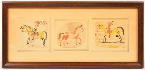 3 - 19th Century Watercolor Drawings of Horses. (1 of 5)