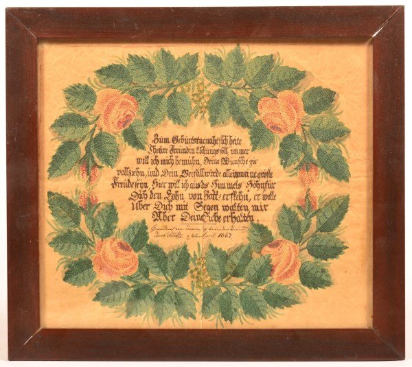 German Imprint Pin Prick and Watercolor Fraktur (1 of 4)