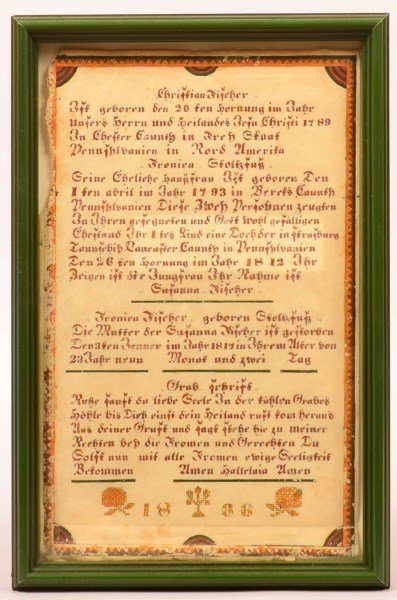 19th Century Amish Marriage and Birth Record. (1 of 4)