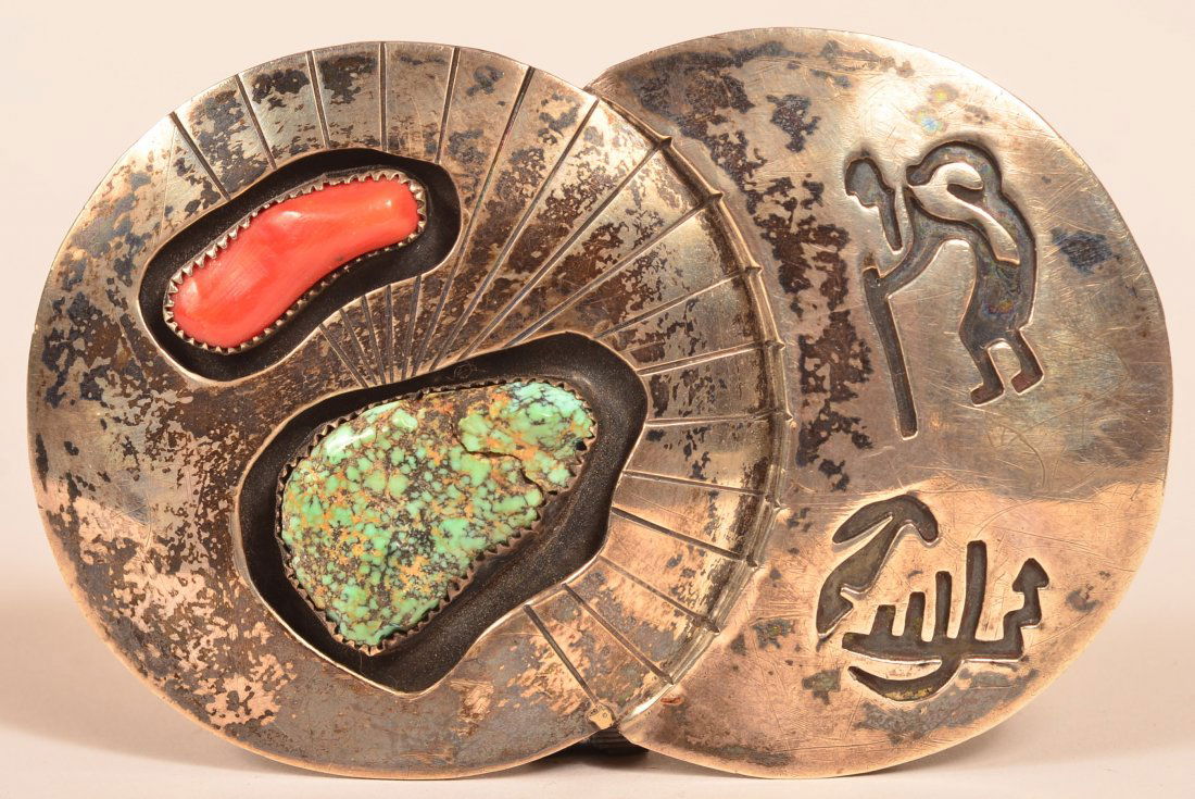 Navajo Overlay Silver Buckle Set (1 of 3)