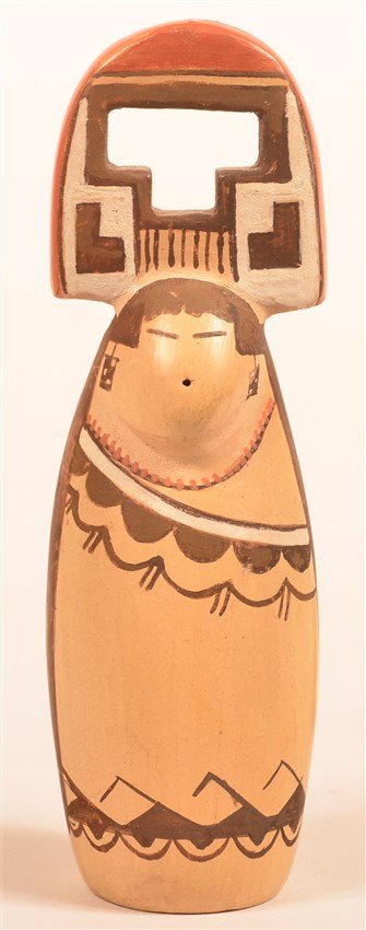 Hopi Maiden with Tablita: by Darlene James Vigil Nampeyo, b.1956. Incised signature around the base with Ear-of-Corn hallmark. Gr-Gr-Granddaughter of Nampeyo. (FFPP-p.55; HTP-p.97; LMPN-pxix,263) 4.8"H